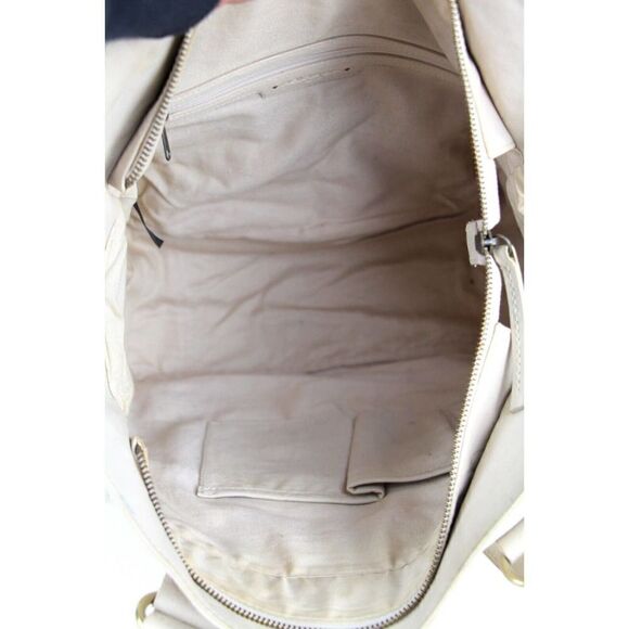 Large HALOGEN BEIGE GENUINE LEATHER HOBO HANDBAG SATCHEL TOTE PURSE - Picture 9 of 15